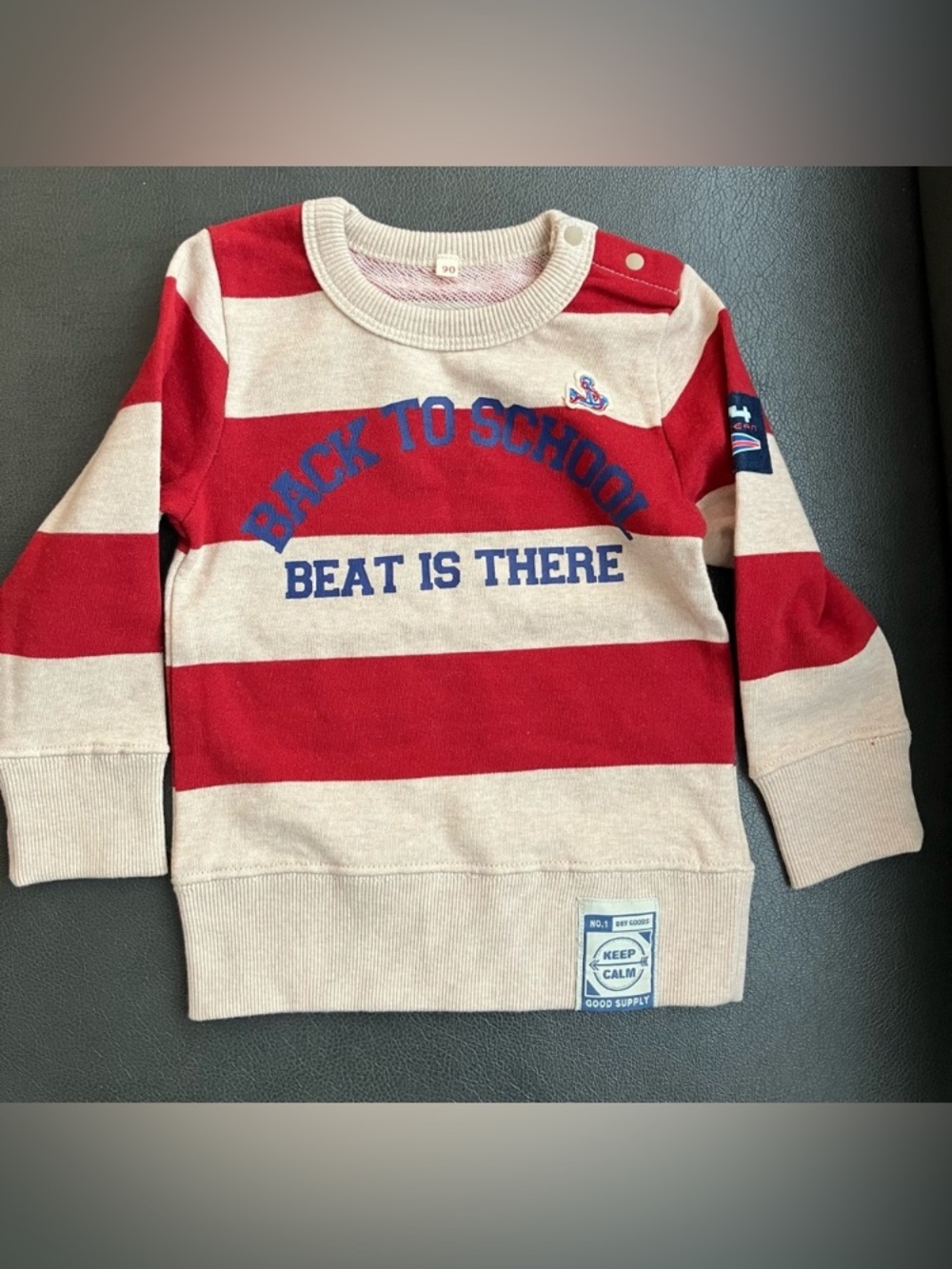 NEW Kid Boyās Nautical Striped Polo Shirt Long Sleeved - Size 2-3 Keep Calm